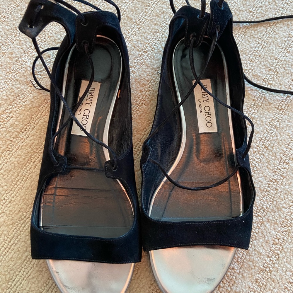 Jimmy Choo ankle wrap tie flats